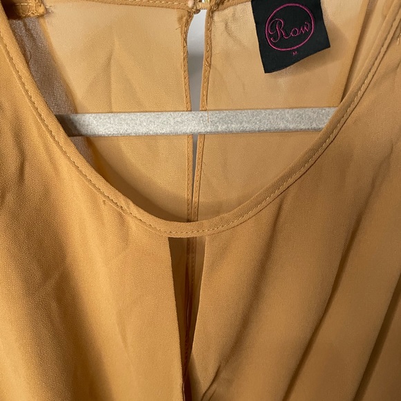 Row Camel Colored Semi-Sheer Crepe Jumpsuit Surplice Front Medium - Picture 3 of 8